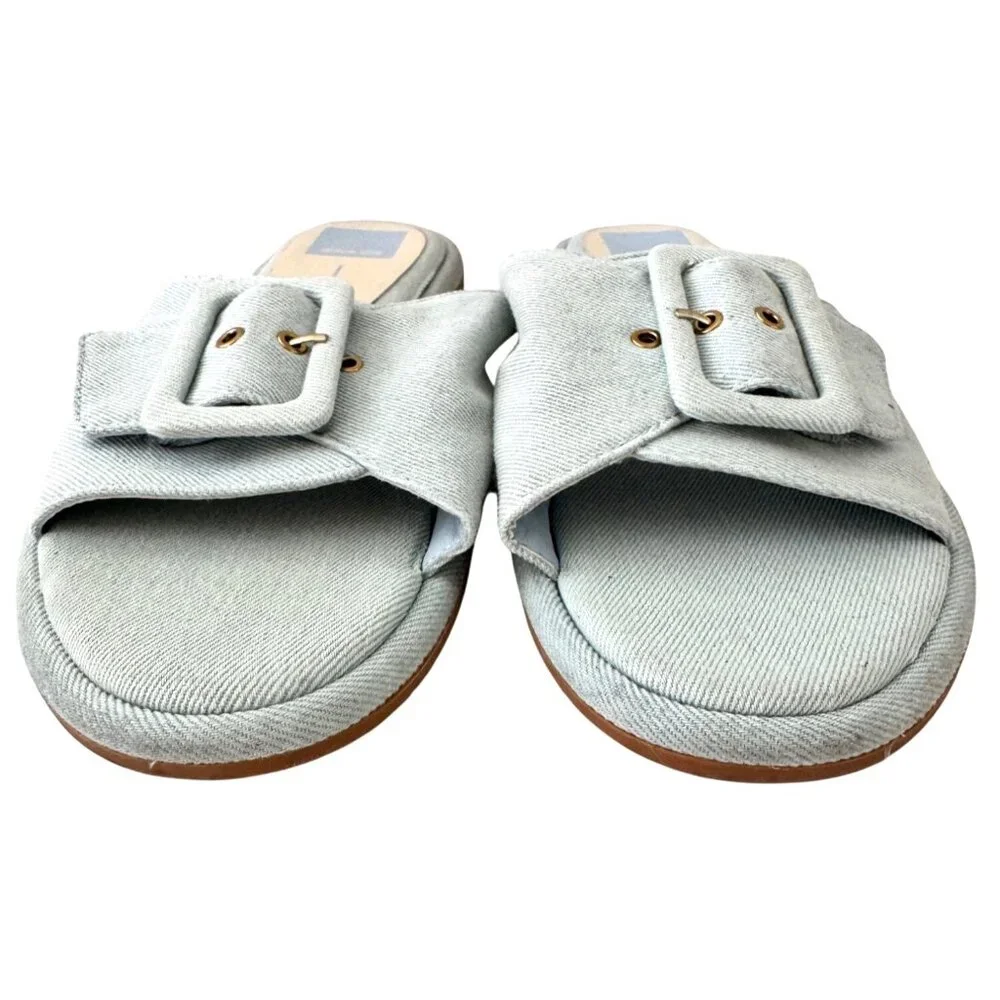 Dolce Vita Anjani Size 8.5 Sandal Slides EUC Blue Denim $49 - Picture 2 of 9